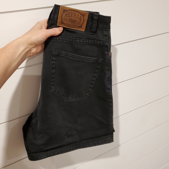 Vintage nevada sz 8 high waisted shorts black jean distressed grunge denim - Picture 2 of 16